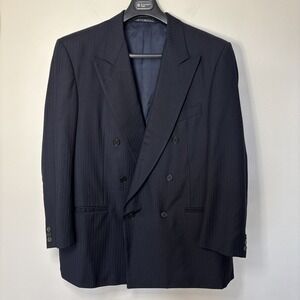 Ermenegildo Zegna 100% Wool Double Breast Blazer Jacket 54R (44R US) Navy Blue